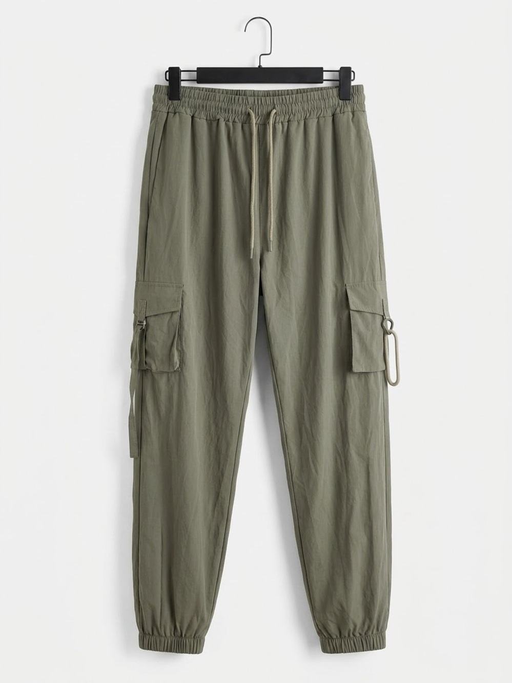 Womens Olive Cargo Jogger Pants - Drawstring Waist Anallely